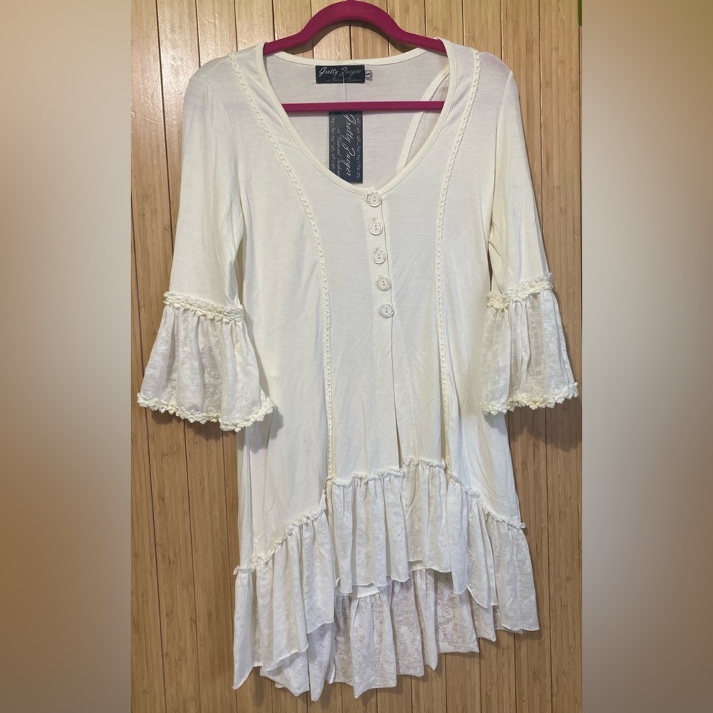 Gretty Zueger 3/4 Sleeve Boho Tunic Top Women’s Size S